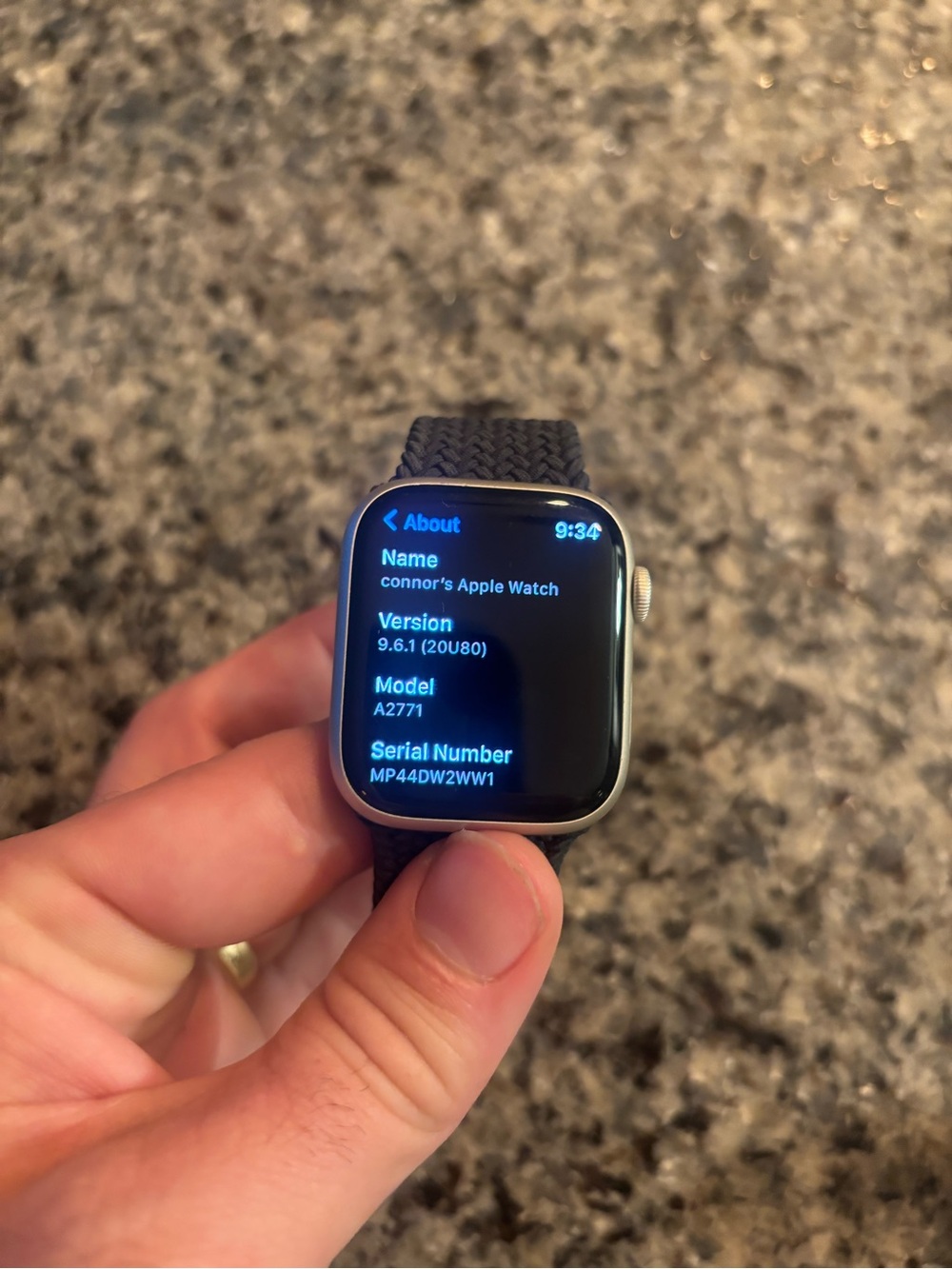 Apple Watch Series 8( Model A2771) Silver with Black Braided Solo Loop
